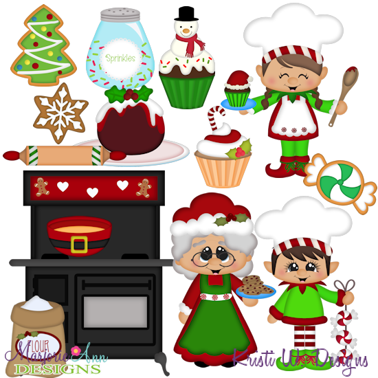 Mrs Clause Kitchen SVG Cutting Files Includes Clipart - Click Image to Close